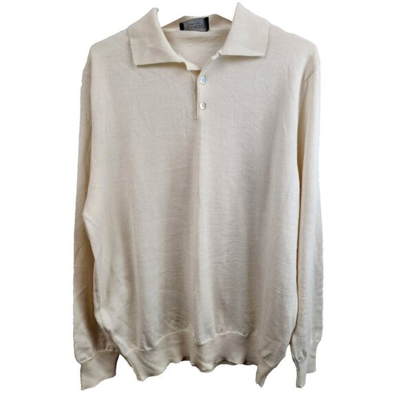 Confriddo Other - Confriddo Italy Mens Wool Sweater Large Off White 1/4 Button Collared Pullover